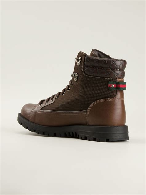 gucci boots mens brown|Gucci black combat boots.